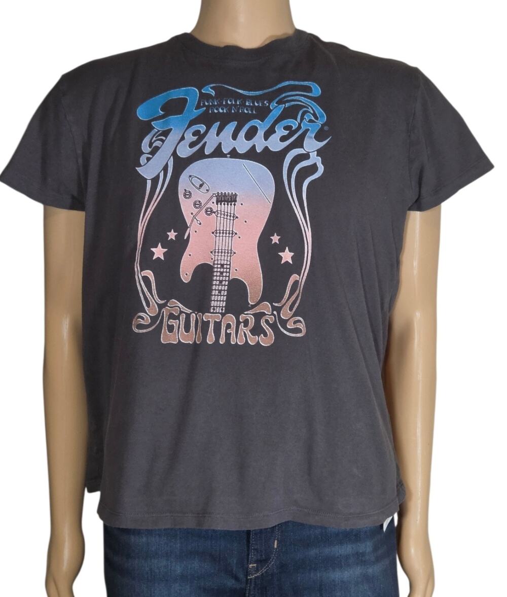 Fender Guitars T-Shirt- Gray Womens Size: XLarge Punk Rock Folk Blues